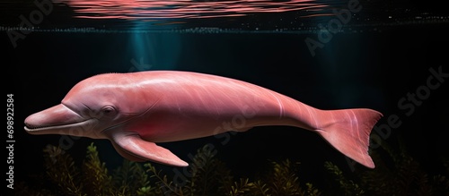 Amazon's pink river dolphin in its natural habitat. photo
