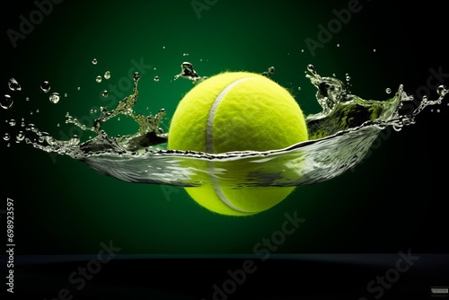 Realistic tennis ball with water splash © sid