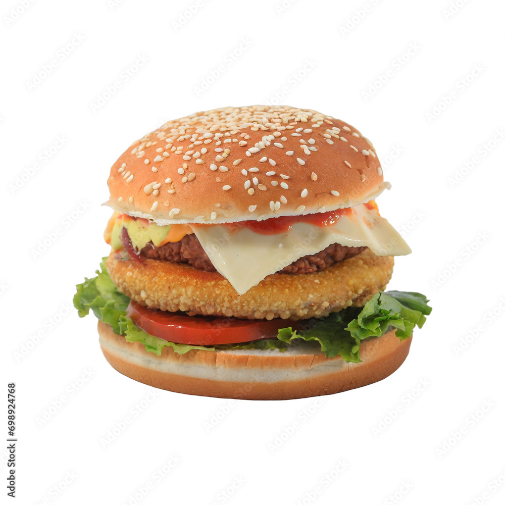 Burger Delight with blank White Background Burger Delight with blank White Background