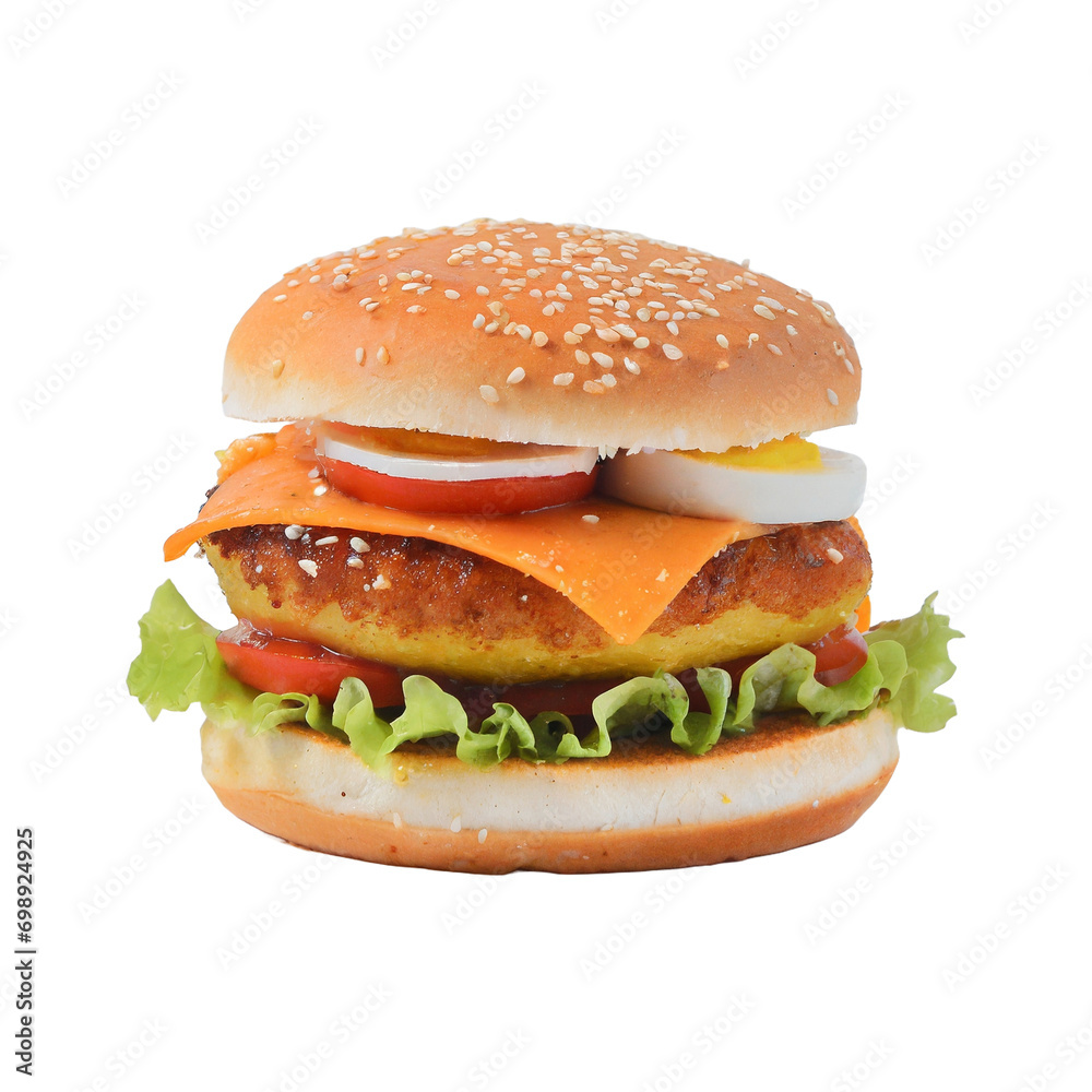 Burger Delight with blank White Background Burger Delight with blank White Background