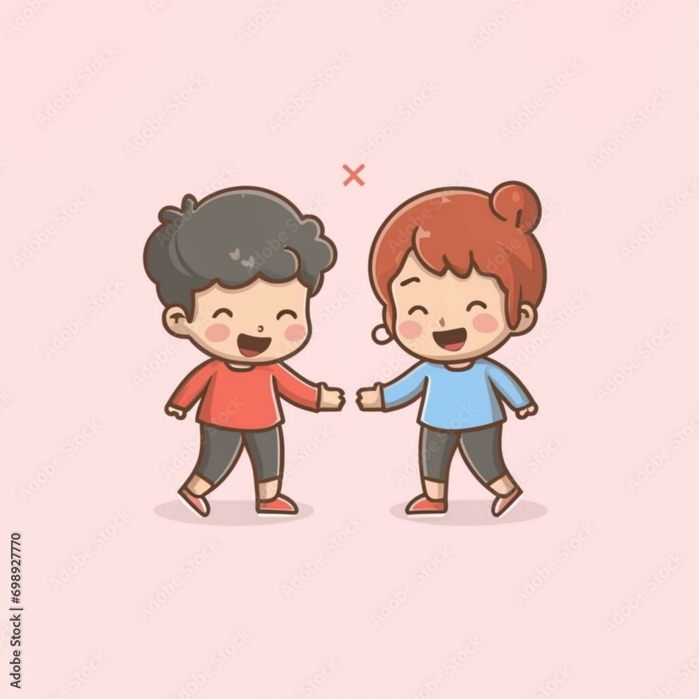 Valentine's day couple , cartoon sticker icon white background Valentine's day couple , cartoon sticker icon white background