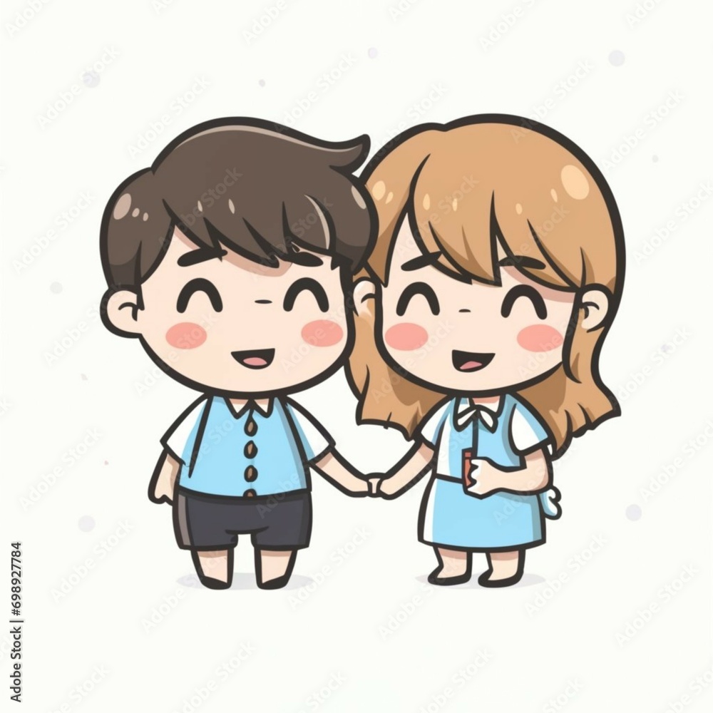 Valentine's day couple , cartoon sticker icon white background Valentine's day couple , cartoon sticker icon white background