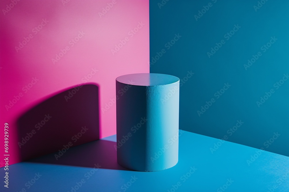 A white and blue cube on a blue background