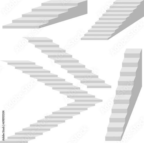 staircase in the house,3d interior staircases isolated on white background. the stair steps collection	
