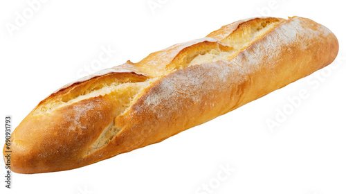 Freshly baked baguette - long French bread - isolated on transparent background