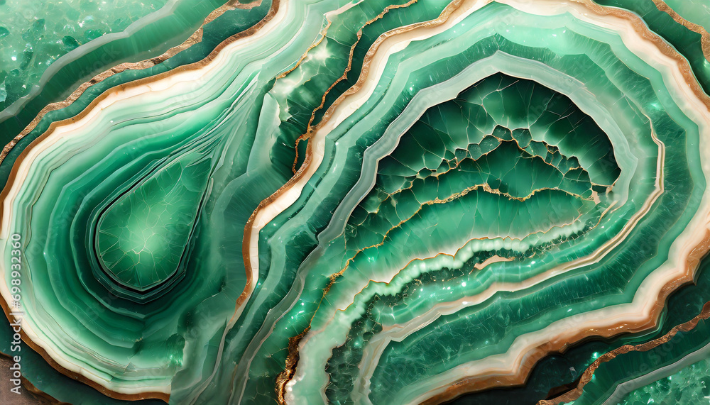 Fototapeta premium Agat zielony, kamień szlachetny, dekoracja ścienna, generative ai