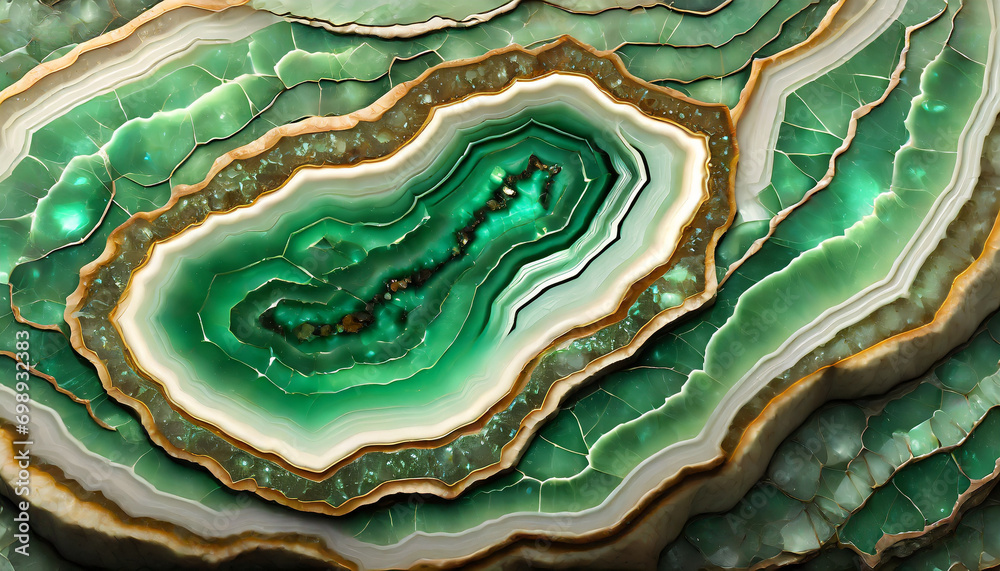 Fototapeta premium Agat zielony, kamień szlachetny, dekoracja ścienna, generative ai