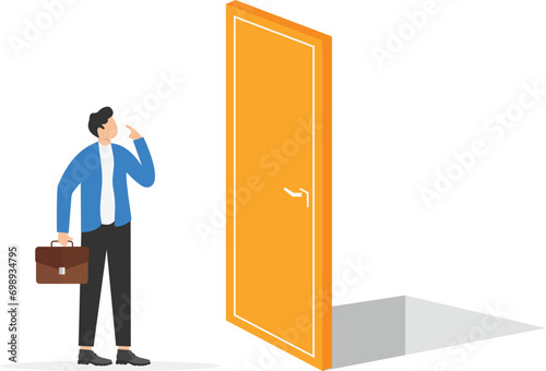 Business people with risky and uncertain options. Concept business vector illustration. Flat character style

