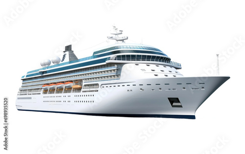 A Singular Image of a Luxury Cruise Ship with an Elegant Side Profile On a White or Clear Surface PNG Transparent Background. © Usama