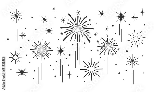 Fireworks clipart no background, fireworks on white background, icon, vector, illustration for Xmas, new year, holiday, birthday, anniversary, victory, party, 
carnival, 4th of July, printable card
