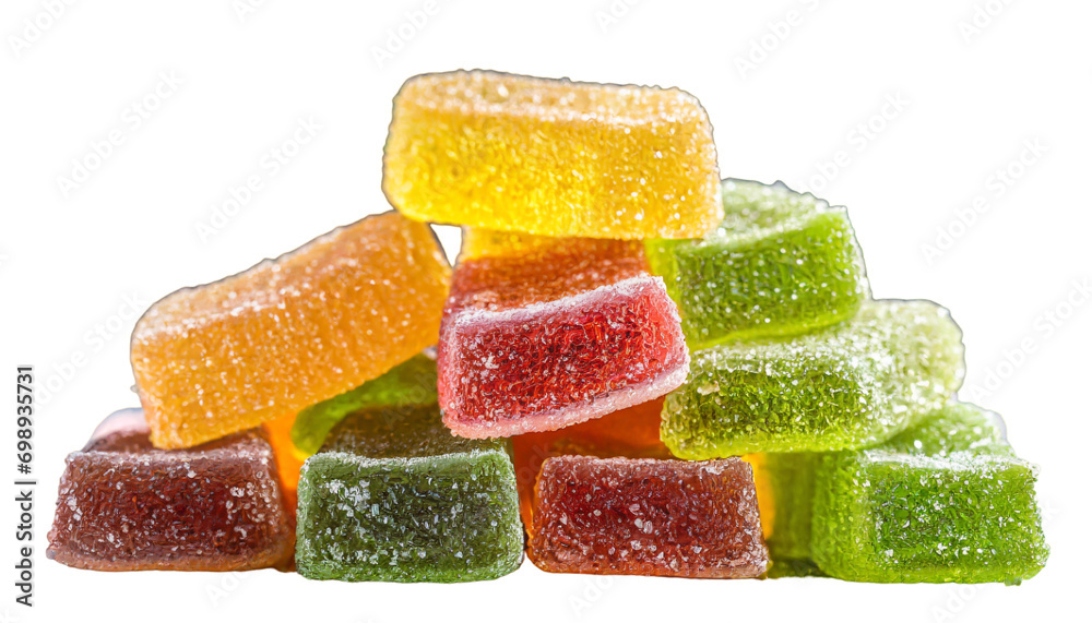 Pile of colorful fruit jelly candies isolated on transparent background Pile of colorful fruit jelly candies isolated on transparent background