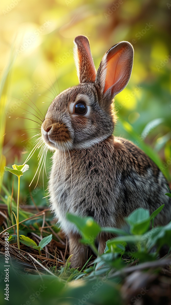 Fototapeta premium cute easter rabbit in the grass