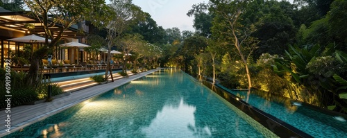 luxury resort with nature ,eco tourism, villas, travel, relax ,Generative AI © kanesuan