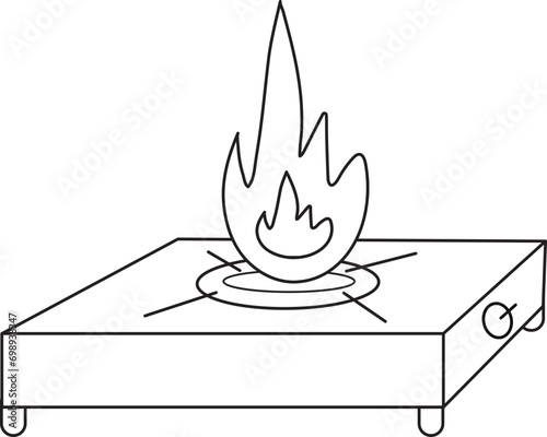gas stove kitchenware outline