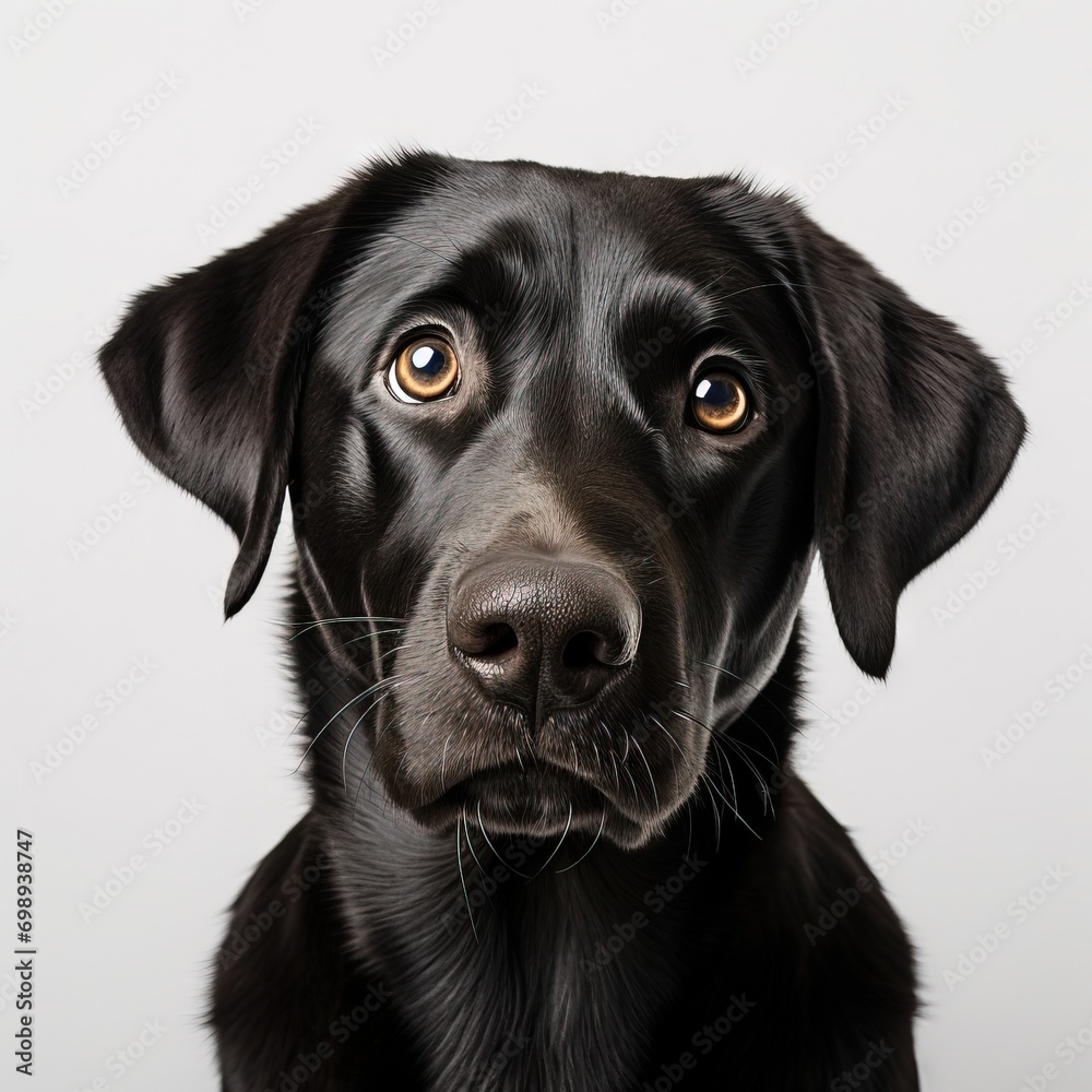 a curious Labradordog isolated in a white background, ai generative