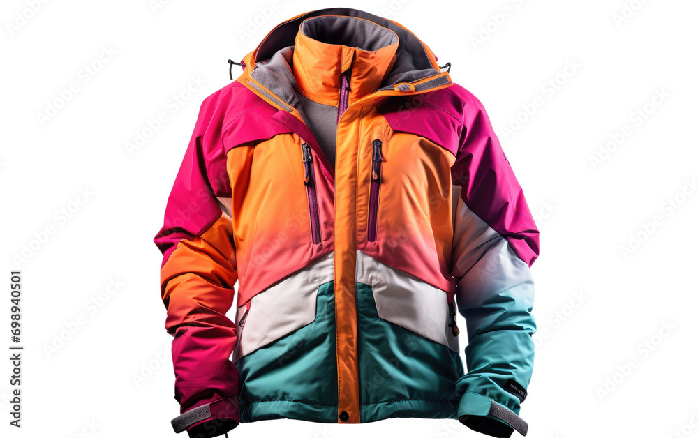 Snowboard Jacket Alone On a White or Clear Surface PNG Transparent Background.