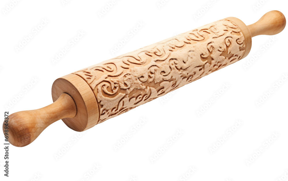 High-Resolution Rolling Pin and Flour in Realistic Detail On Transparent Background.