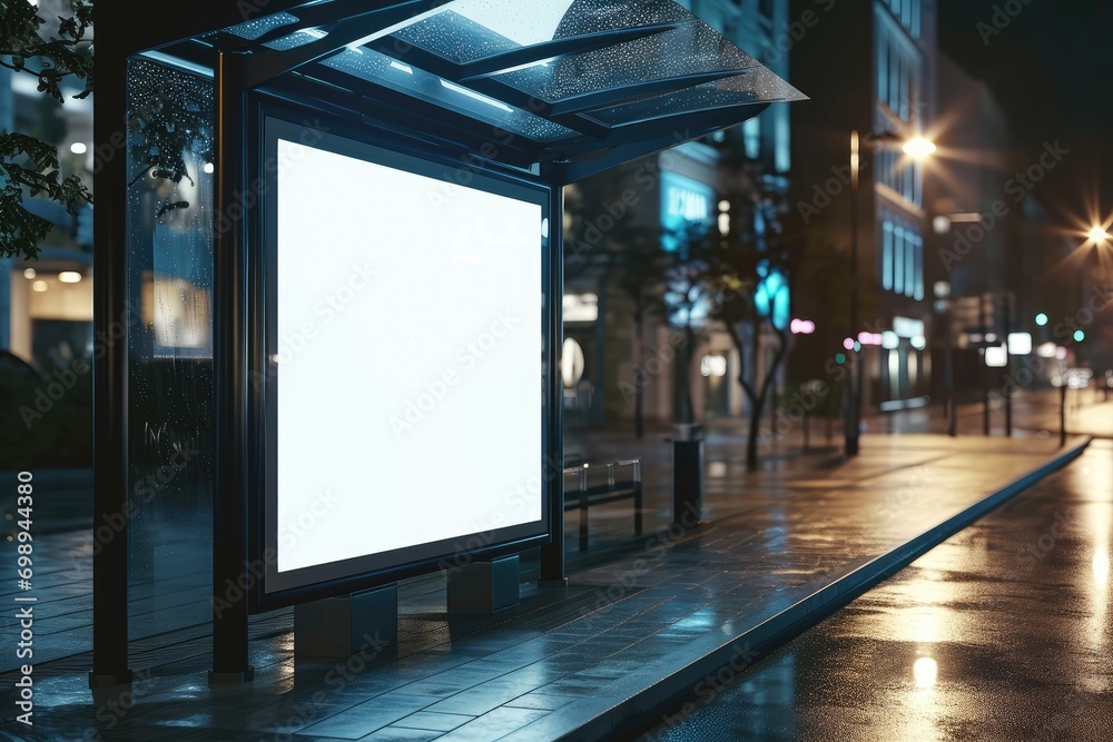 Outdoor white blank empty advertising mockup for advertising
