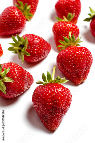 Red strawberry on white background