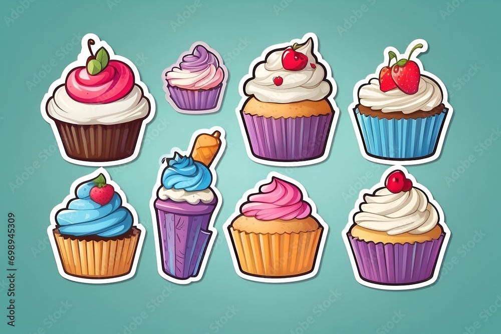 Delightful Vector Illustration of Cupcakes Delightful Vector Illustration of Cupcakes