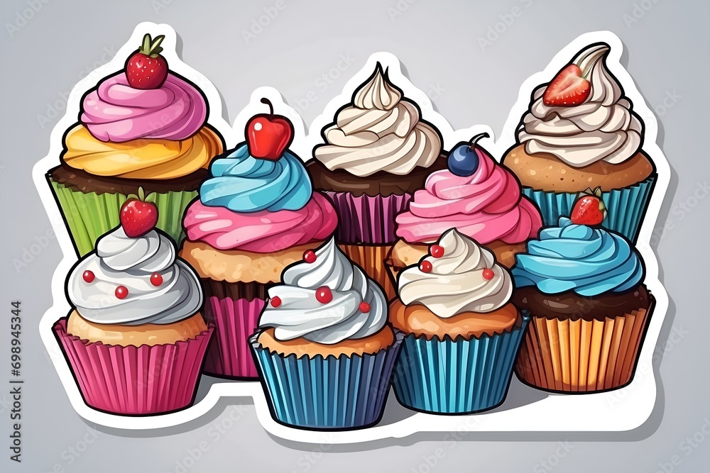 Delightful Vector Illustration of Cupcakes Delightful Vector Illustration of Cupcakes