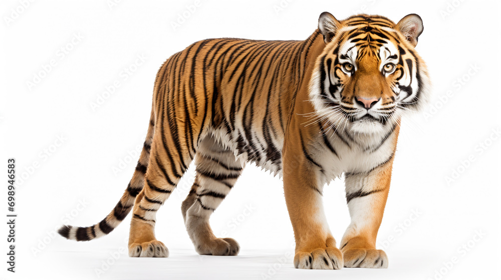 royal tiger isolated on white background, AI Generative.