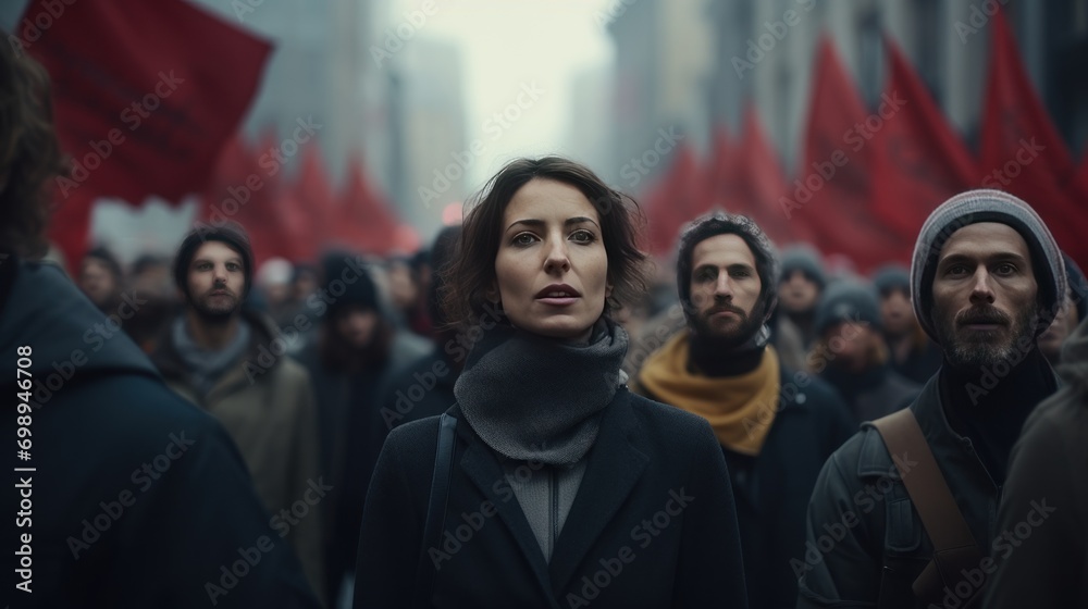 A group of activists protested on the streets of the city. A group of activists protested on the streets of the city.