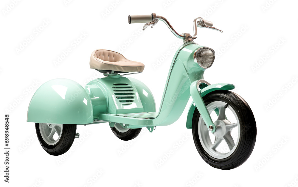 Cycle In Mint Green Plastic On a White or Clear Surface PNG Transparent Background.