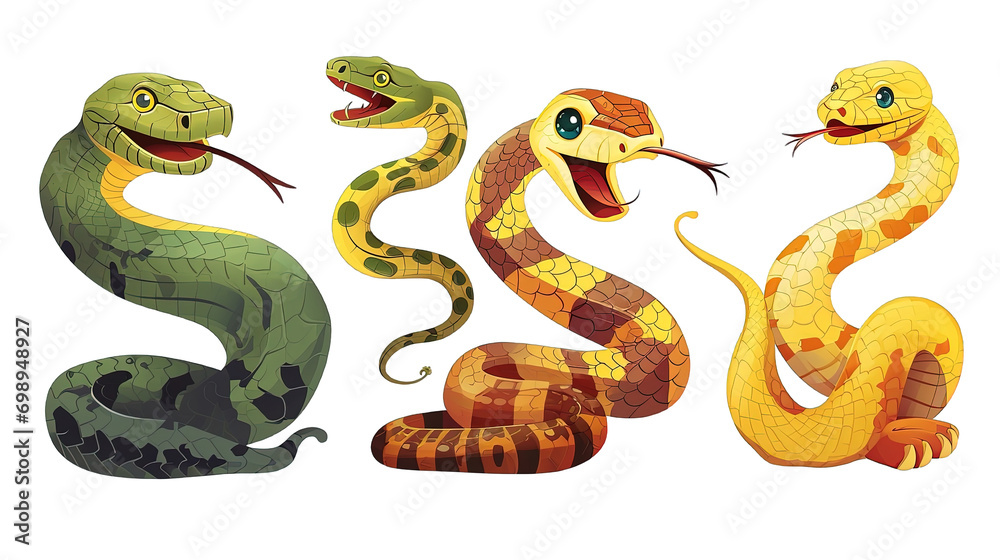 Naklejka premium Snakes Cartoon Set