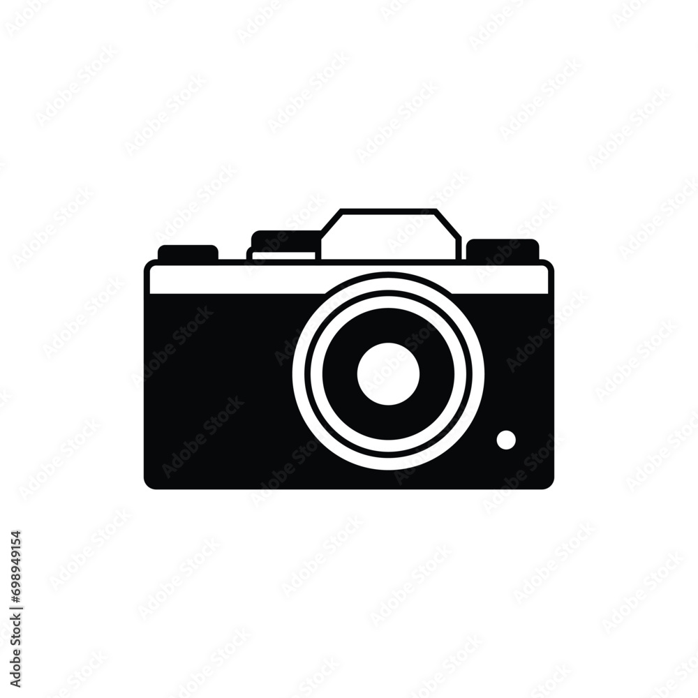 Simple camera icon black and white color silhouette flat style Simple camera icon black and white color silhouette flat style