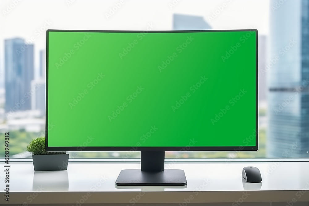 a blank an empty monitor led LCD screen for mockup in office a blank an empty monitor led LCD screen for mockup in office