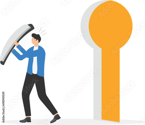 Businessman defending. Concept business illustration. Vector flat

