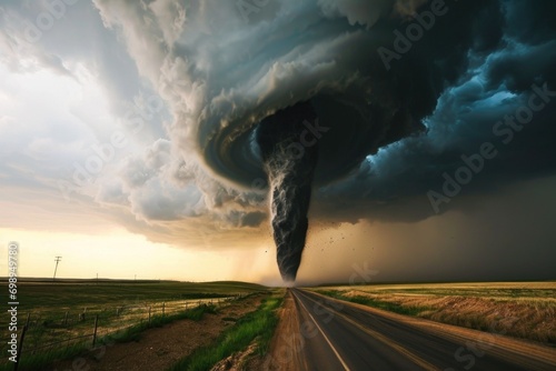 Extreme tornado weather background 
