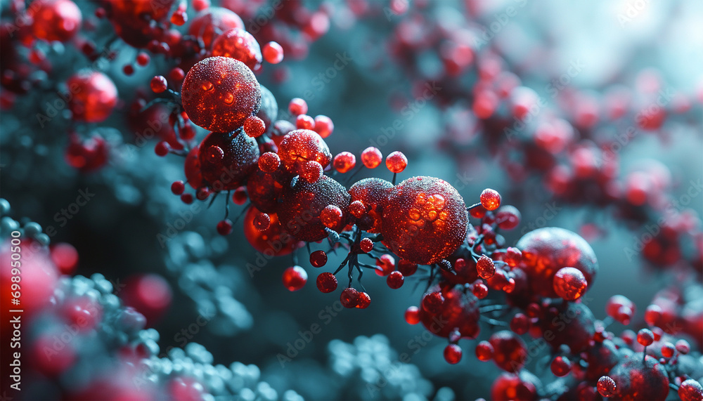 Red blood cells in vein,3d rendering Science background ,3D illustration. 3D Illustration Blood vessel with flowing red blood cells background - obrazy, fototapety, plakaty 