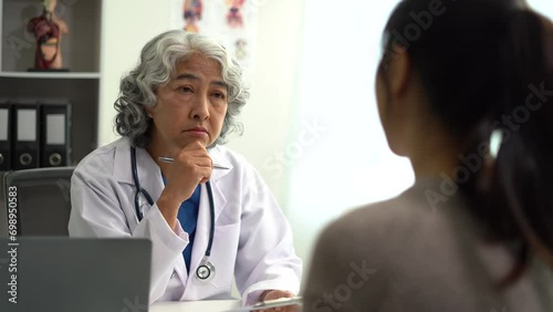 Stressed patient are treated by a psychologist or doctor in a psychiatric clinic. Patients reported symptoms of depression, stress, irritability, and life problems. photo