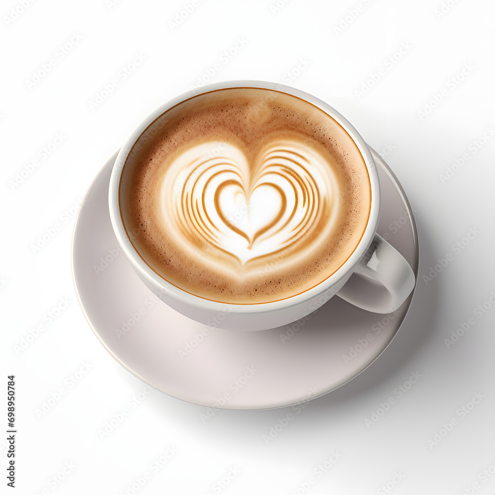 cup of cappuccino on white background. Generative AI illustration 