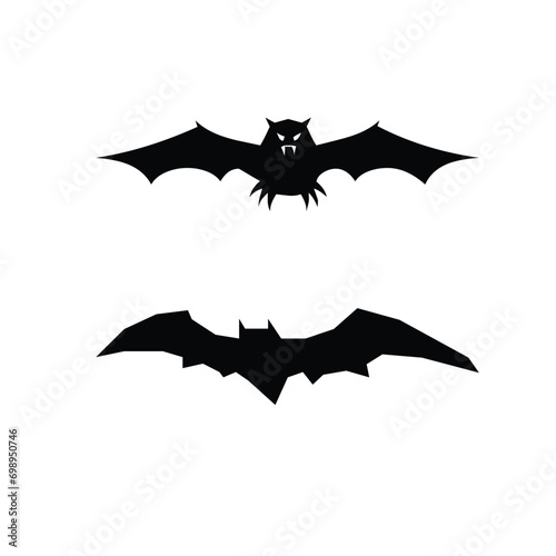 Halloween bat, Flying Bat, Bat Silhouette, flying bat silhouette. flock of bats. Halloween vector illustration, Scary bats silhouette, Bat vector, Bats icon, Halloween Bats holiday design elements.