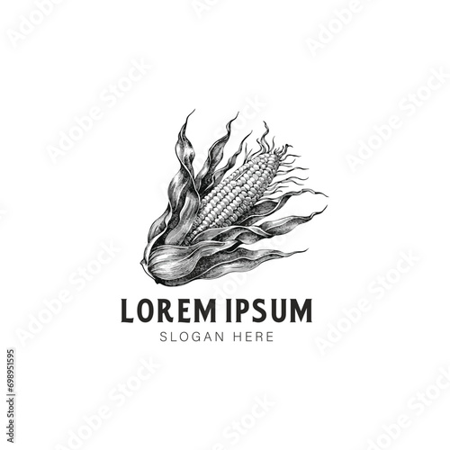 Corn hand-drawn design, illustration, vintage corn logo design, hand drawn retro corn vector design