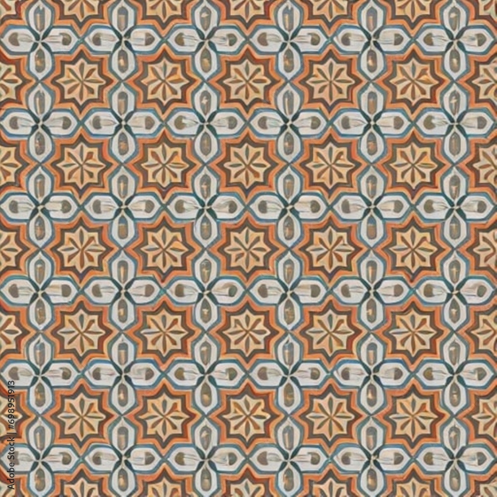 seamless Turkish rug pattern with flowers