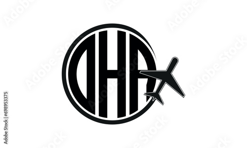 OHA three initial letter circle tour & travel agency logo design vector template. hajj Umrah agency, abstract, wordmark, business, monogram, minimalist, brand, company, flat, tourism agency, tourist photo