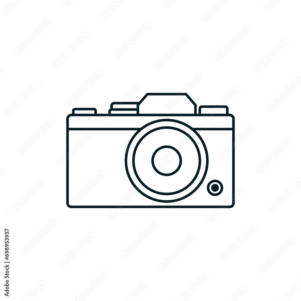 Simple camera icon line art black color flat style Simple camera icon line art black color flat style