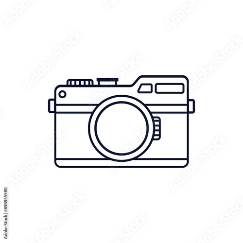 Simple camera icon line art black color flat style