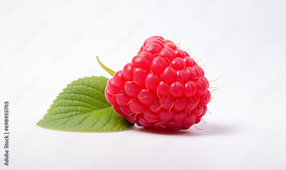Photo of one raspberry, white background, best studio photography Photo of one raspberry, white background, best studio photography