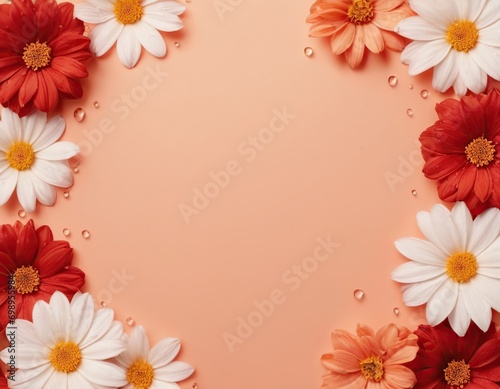 A frame of flowers on a beige background