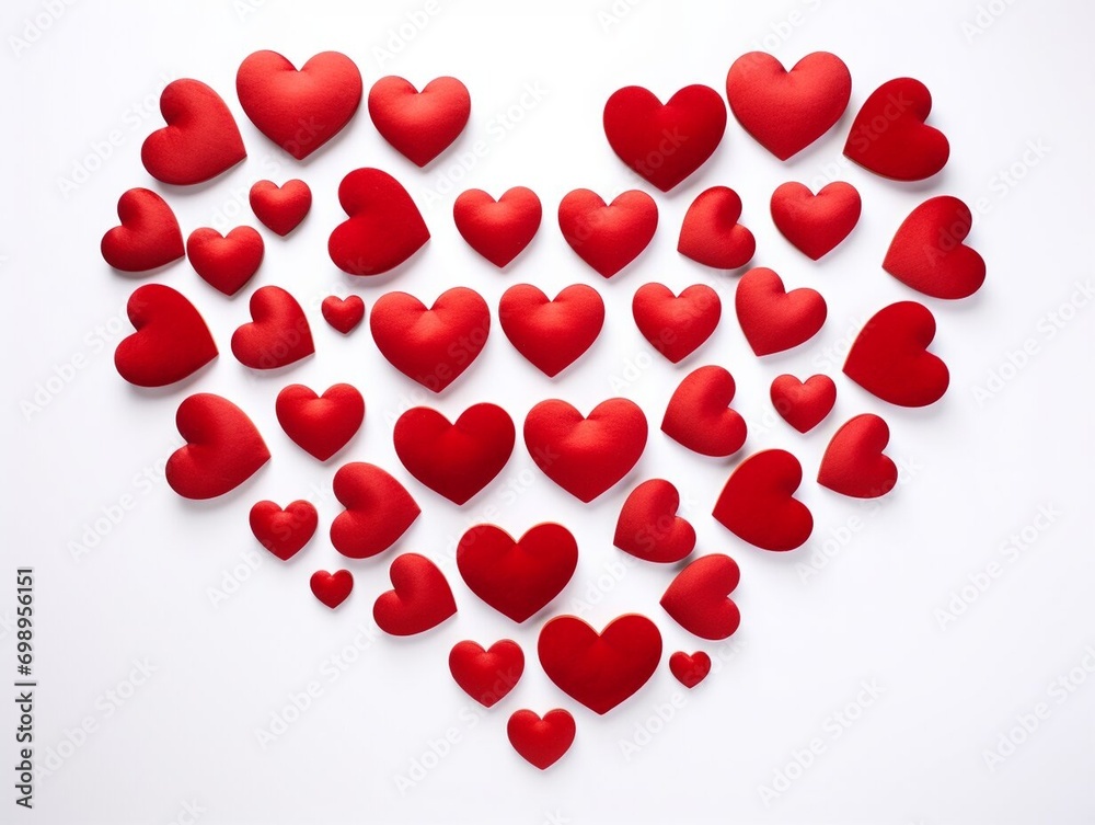 Valentines day party decorations background, Red hearts on white background. Valentines day party decorations background, Red hearts on white background.