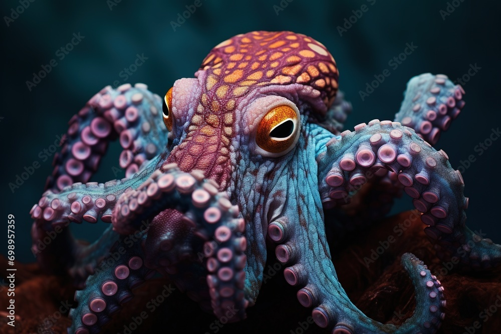 Obraz premium Octopus on the bottom of the sea. Close-up.