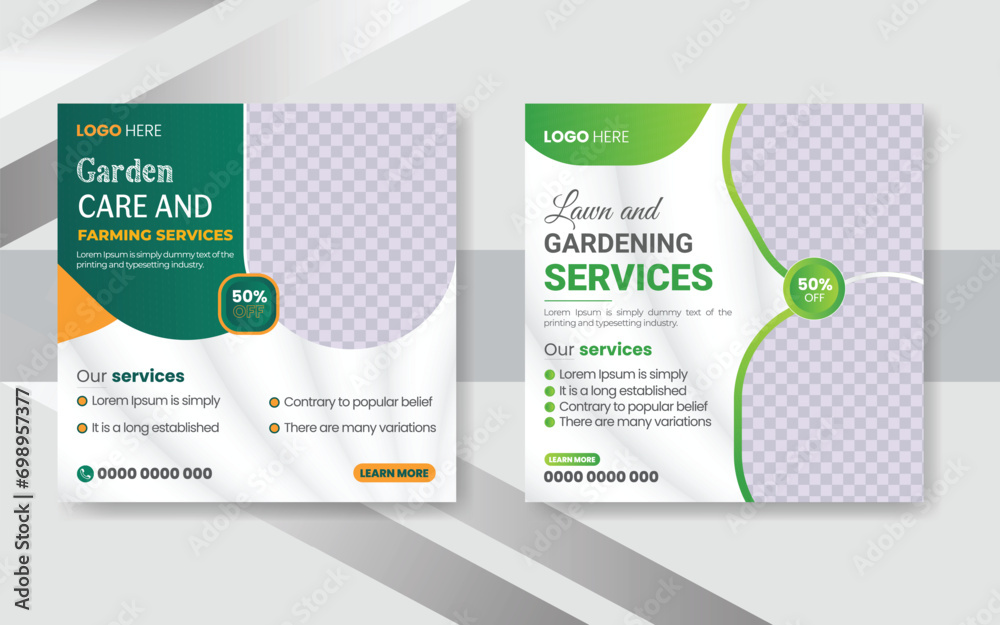 creative Garden Maintenance and Lawn Care Social Media post design