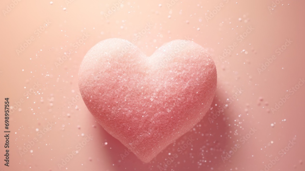 Sparkling heart shape on pink background with floating glitter. Valentine's Day celebration.
