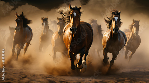 Horses force running out of sand