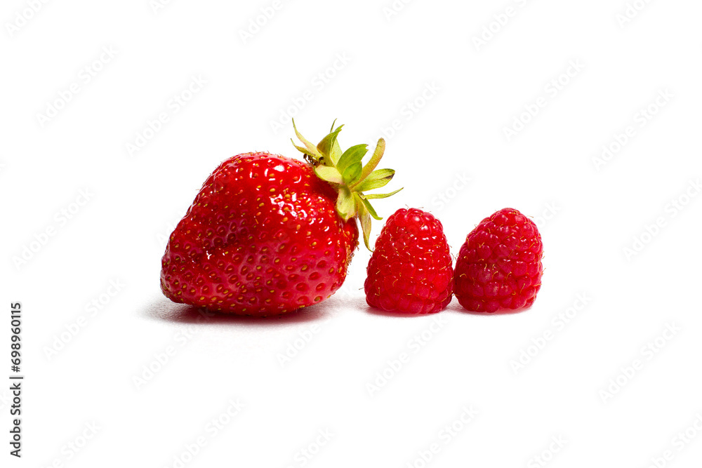 Raspberries on a white background Raspberries on a white background